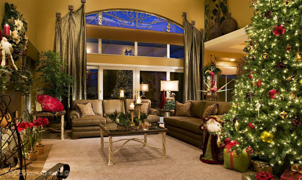 Over The Top Christmas Decorated Living Room